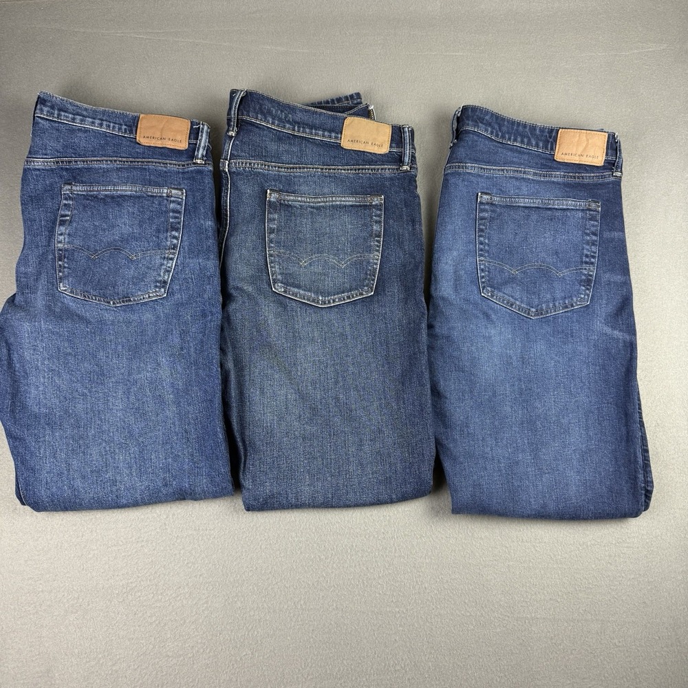 Lot of 3 American Eagle Jeans Men 36X34 (Fits 38x33) Original Straight Airflex +